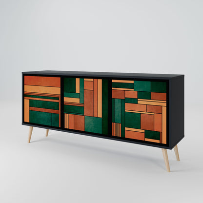 EARTHY FIGURES 3-Door Sideboard in Black Finish