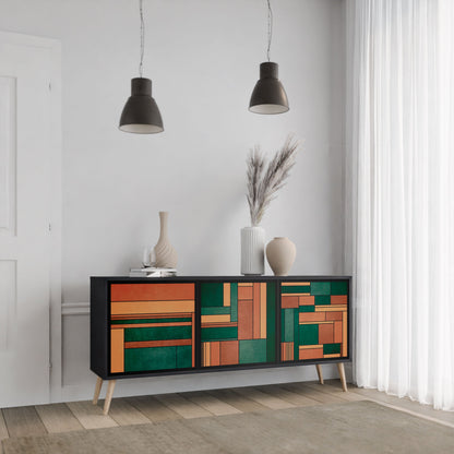 EARTHY FIGURES 3-Door Sideboard in Black Finish
