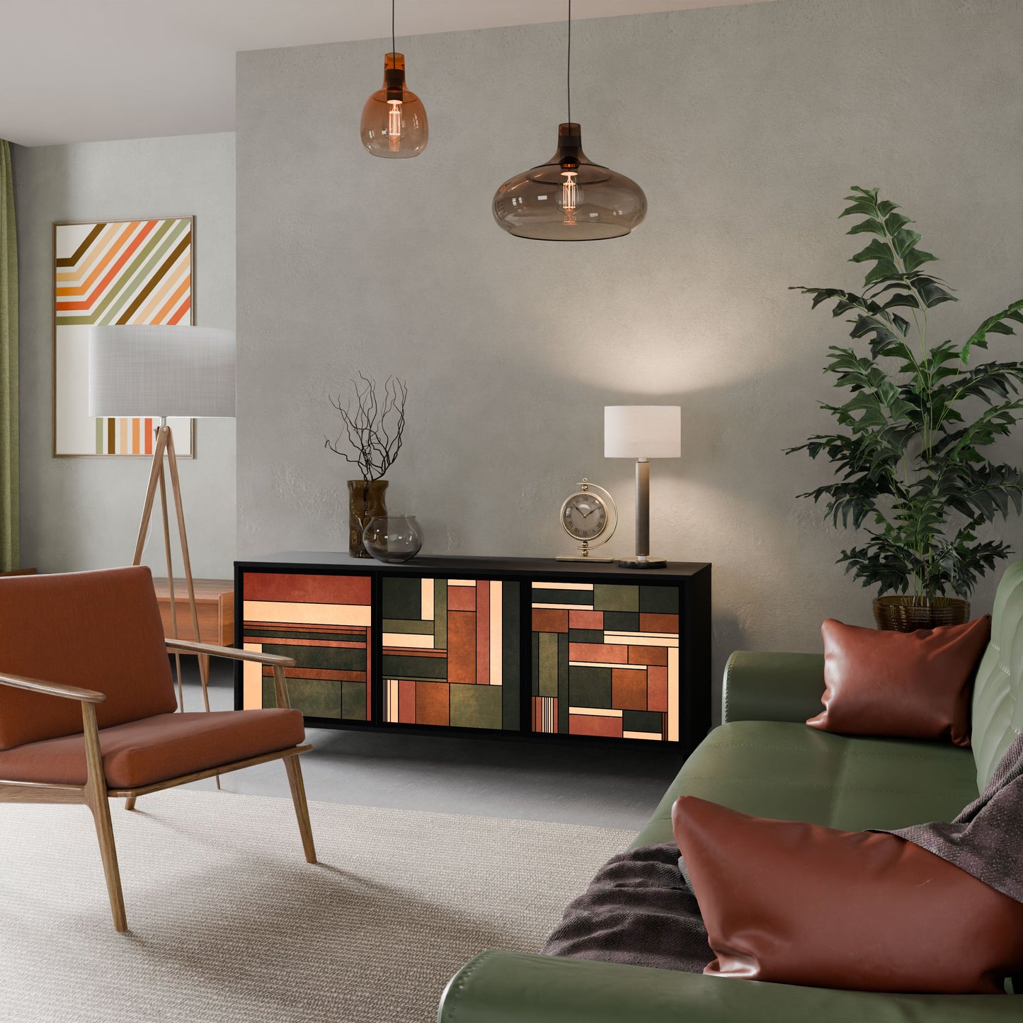 FIGURES OF NATURE 3-Door Sideboard in Black Finish