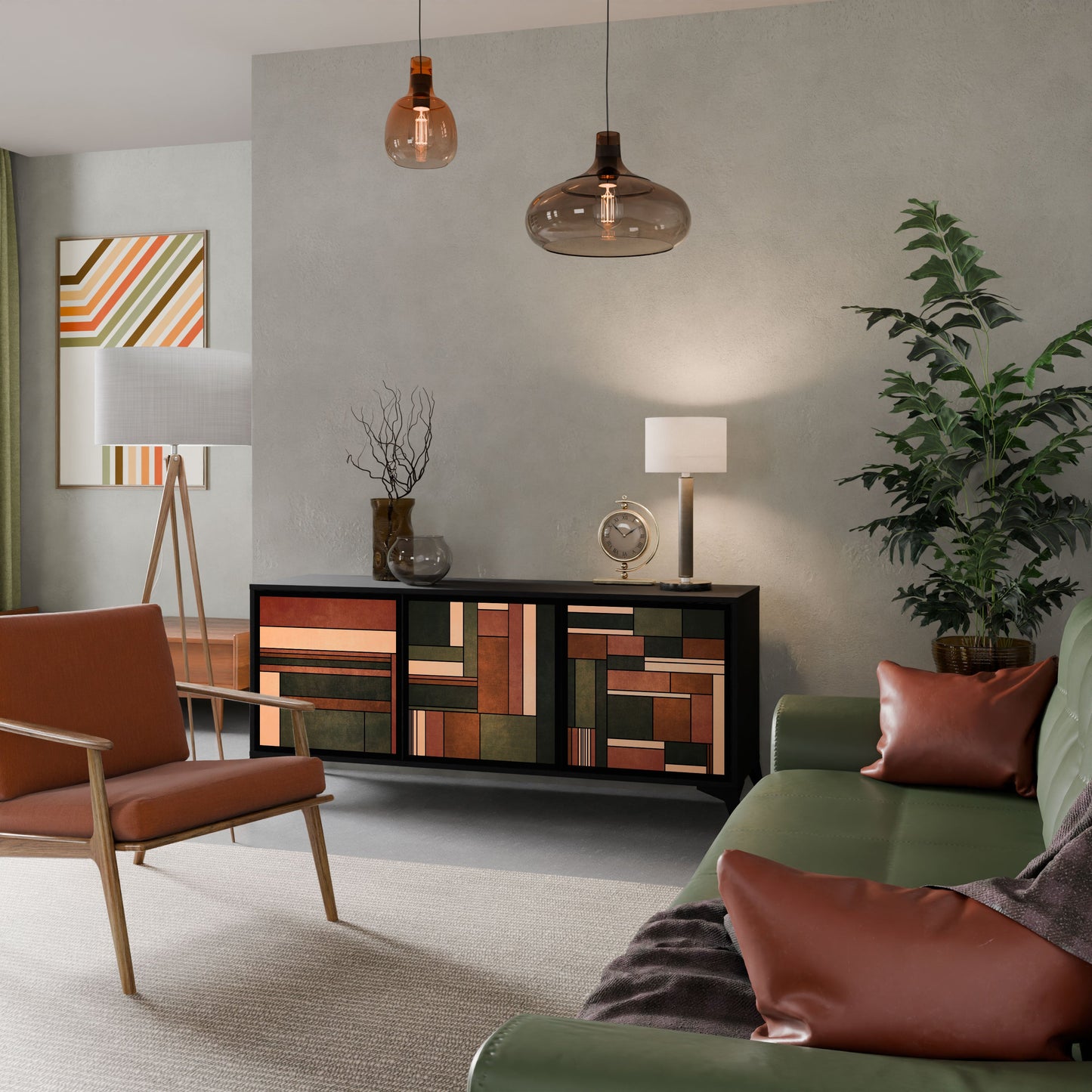 FIGURES OF NATURE 3-Door Sideboard in Black Finish