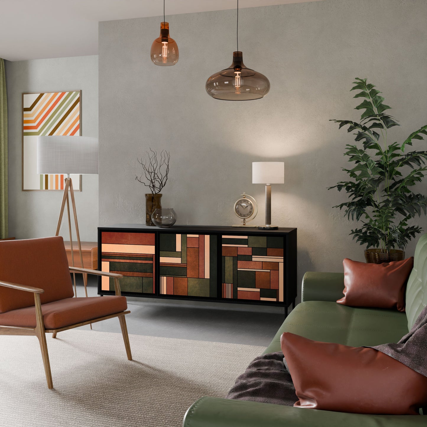 FIGURES OF NATURE 3-Door Sideboard in Black Finish