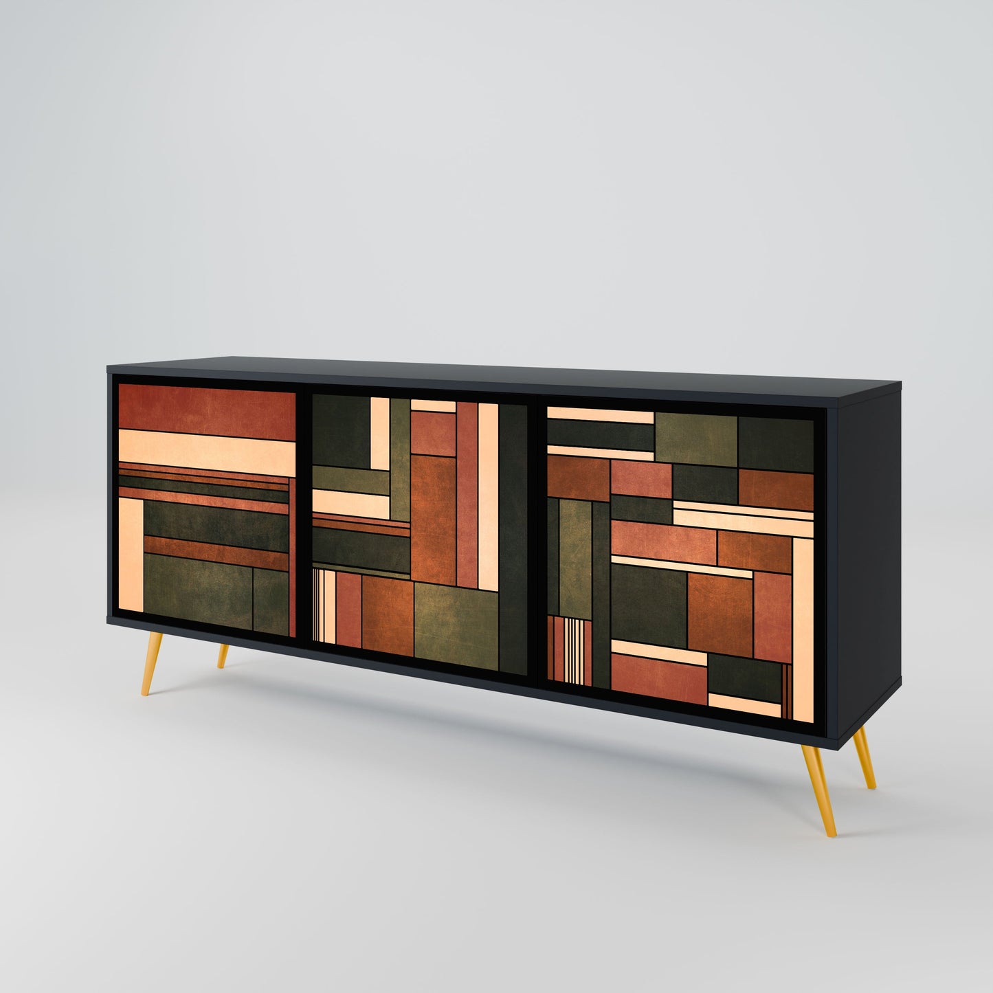 FIGURES OF NATURE 3-Door Sideboard in Black Finish