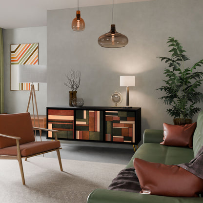 FIGURES OF NATURE 3-Door Sideboard in Black Finish