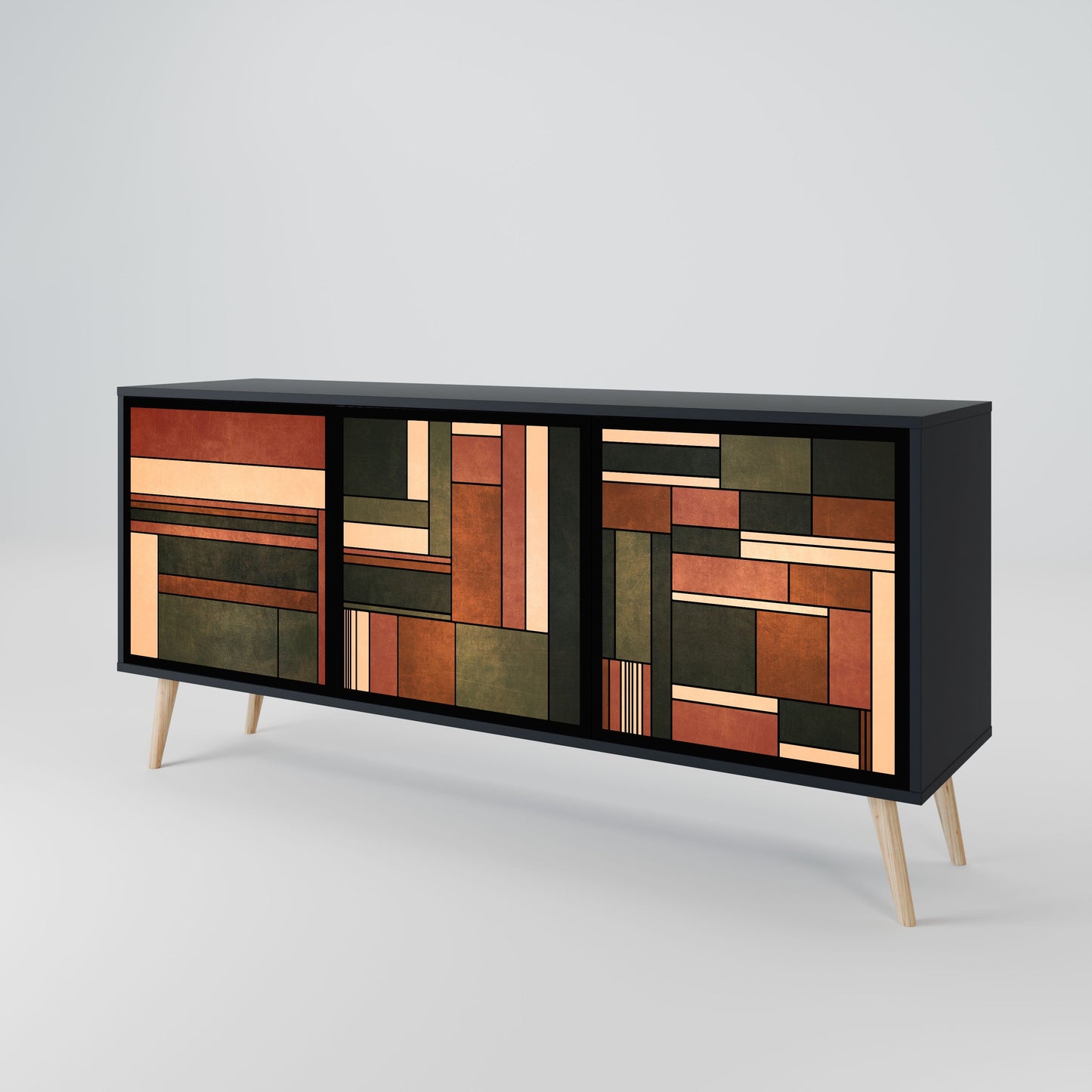 FIGURES OF NATURE 3-Door Sideboard in Black Finish