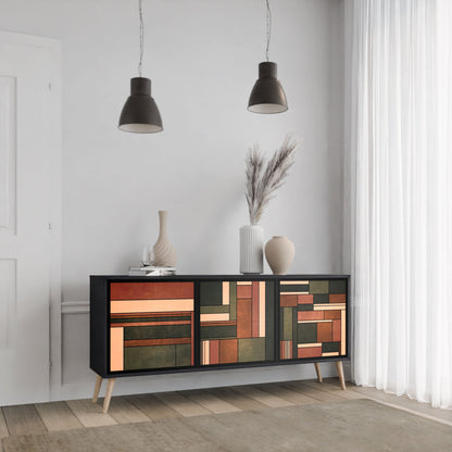 FIGURES OF NATURE 3-Door Sideboard in Black Finish