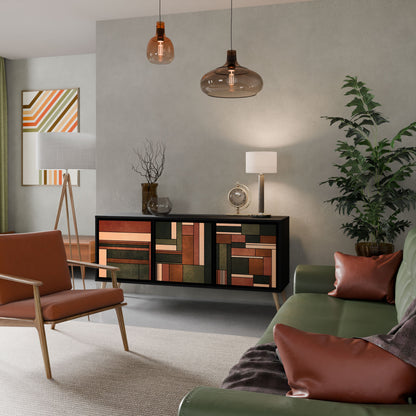 FIGURES OF NATURE 3-Door Sideboard in Black Finish