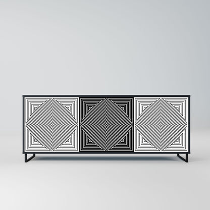 POLYGON ILLUSION 3-Door Sideboard in Black Finish