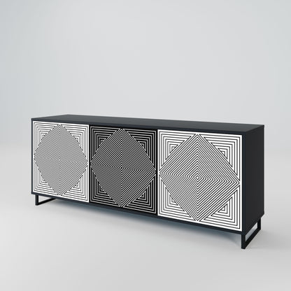 POLYGON ILLUSION 3-Door Sideboard in Black Finish