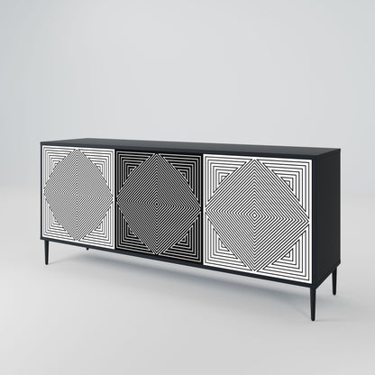 POLYGON ILLUSION 3-Door Sideboard in Black Finish