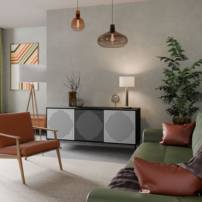 POLYGON ILLUSION 3-Door Sideboard in Black Finish