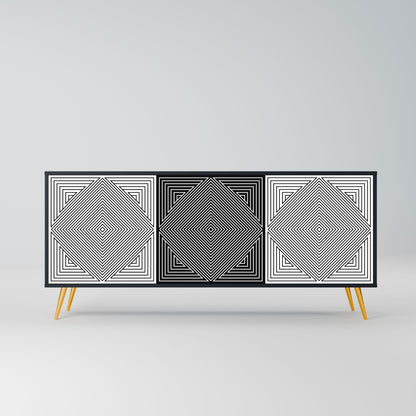 POLYGON ILLUSION 3-Door Sideboard in Black Finish