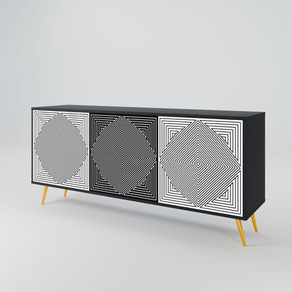 POLYGON ILLUSION 3-Door Sideboard in Black Finish