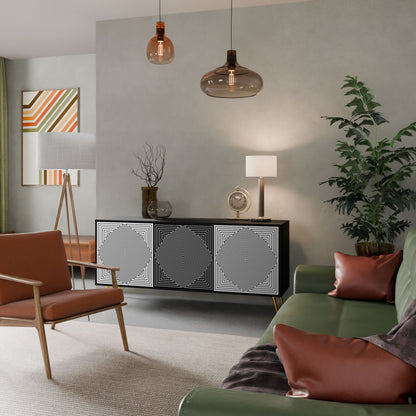 POLYGON ILLUSION 3-Door Sideboard in Black Finish