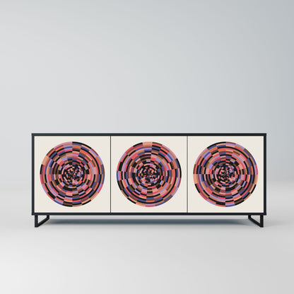 BROWN CIRCLES 3-Door Sideboard in Black Finish