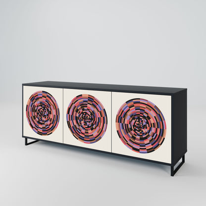 BROWN CIRCLES 3-Door Sideboard in Black Finish