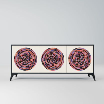 BROWN CIRCLES 3-Door Sideboard in Black Finish