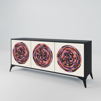 BROWN CIRCLES 3-Door Sideboard in Black Finish