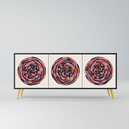 BROWN CIRCLES 3-Door Sideboard in Black Finish