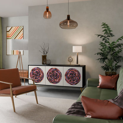 BROWN CIRCLES 3-Door Sideboard in Black Finish