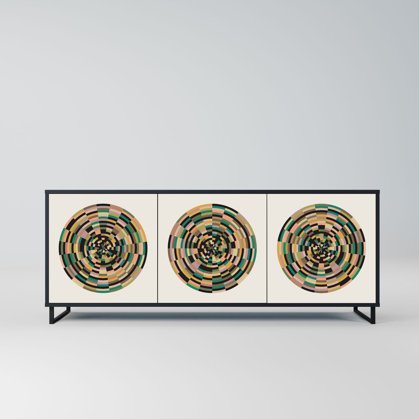 GREEN CIRCLES 3-Door Sideboard in Black Finish