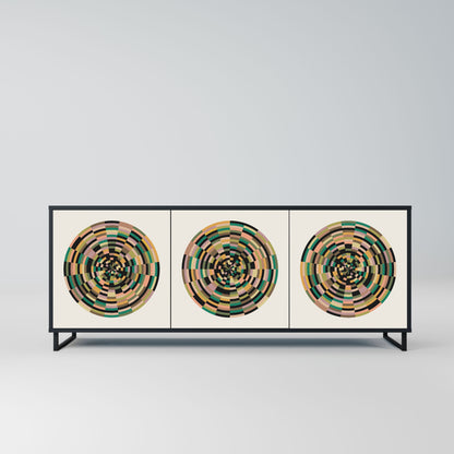 GREEN CIRCLES 3-Door Sideboard in Black Finish