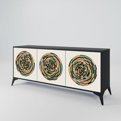 GREEN CIRCLES 3-Door Sideboard in Black Finish