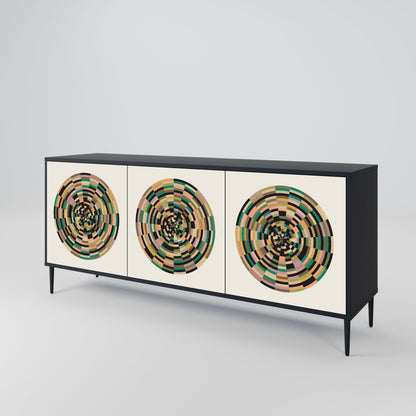 GREEN CIRCLES 3-Door Sideboard in Black Finish