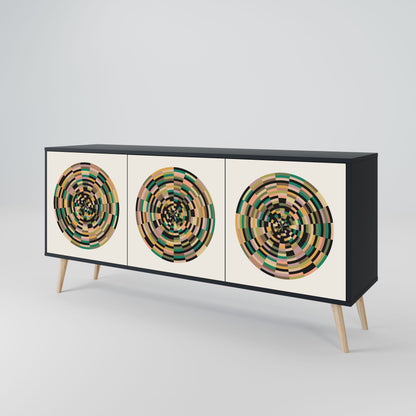 GREEN CIRCLES 3-Door Sideboard in Black Finish