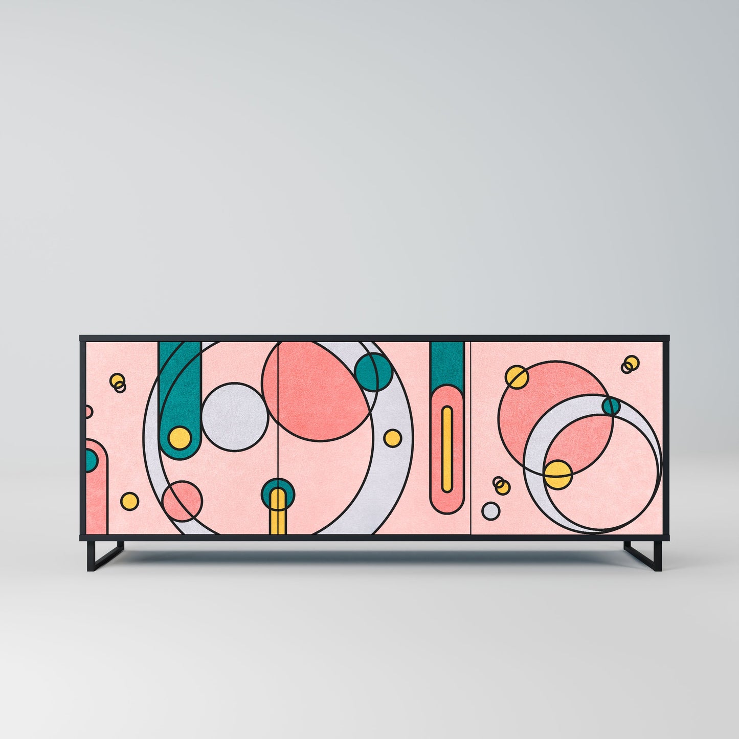 GOSSAMER ECHOES 3-Door Sideboard in Black Finish