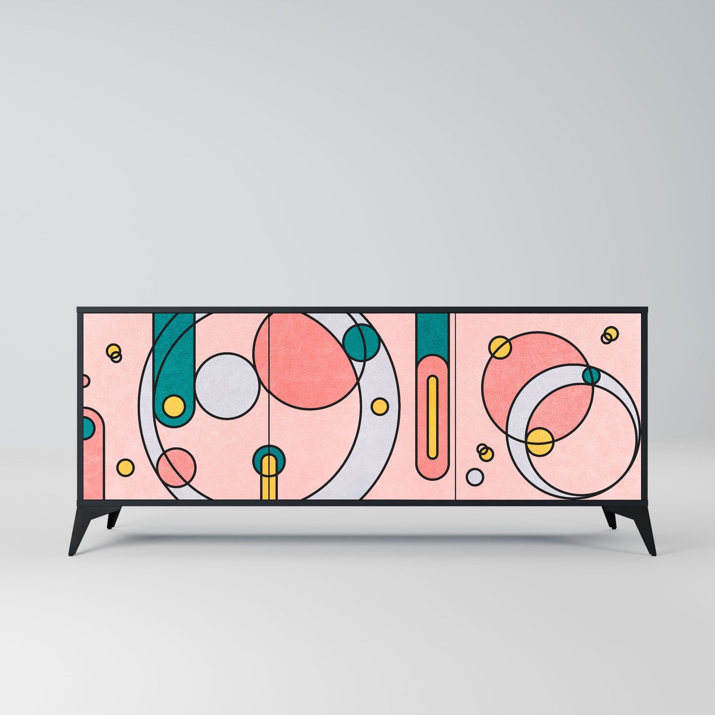 GOSSAMER ECHOES 3-Door Sideboard in Black Finish