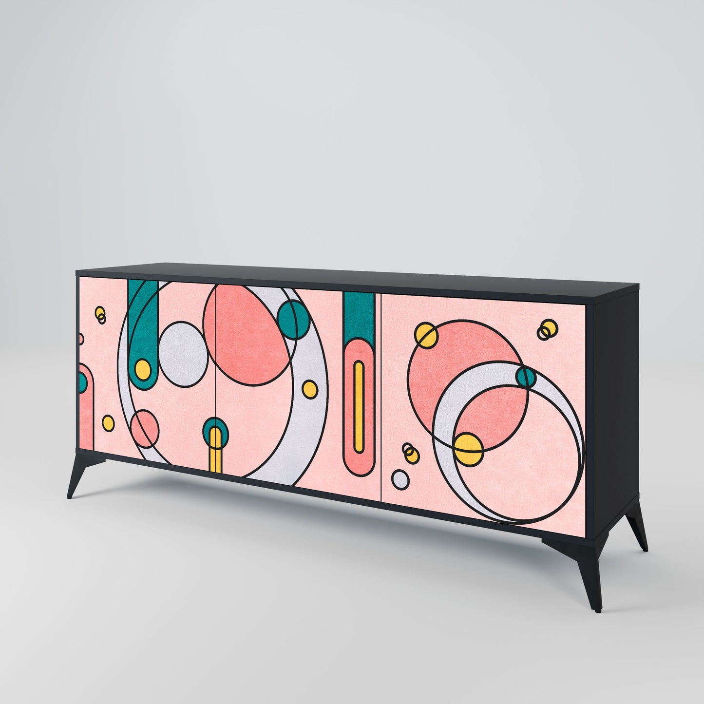 GOSSAMER ECHOES 3-Door Sideboard in Black Finish
