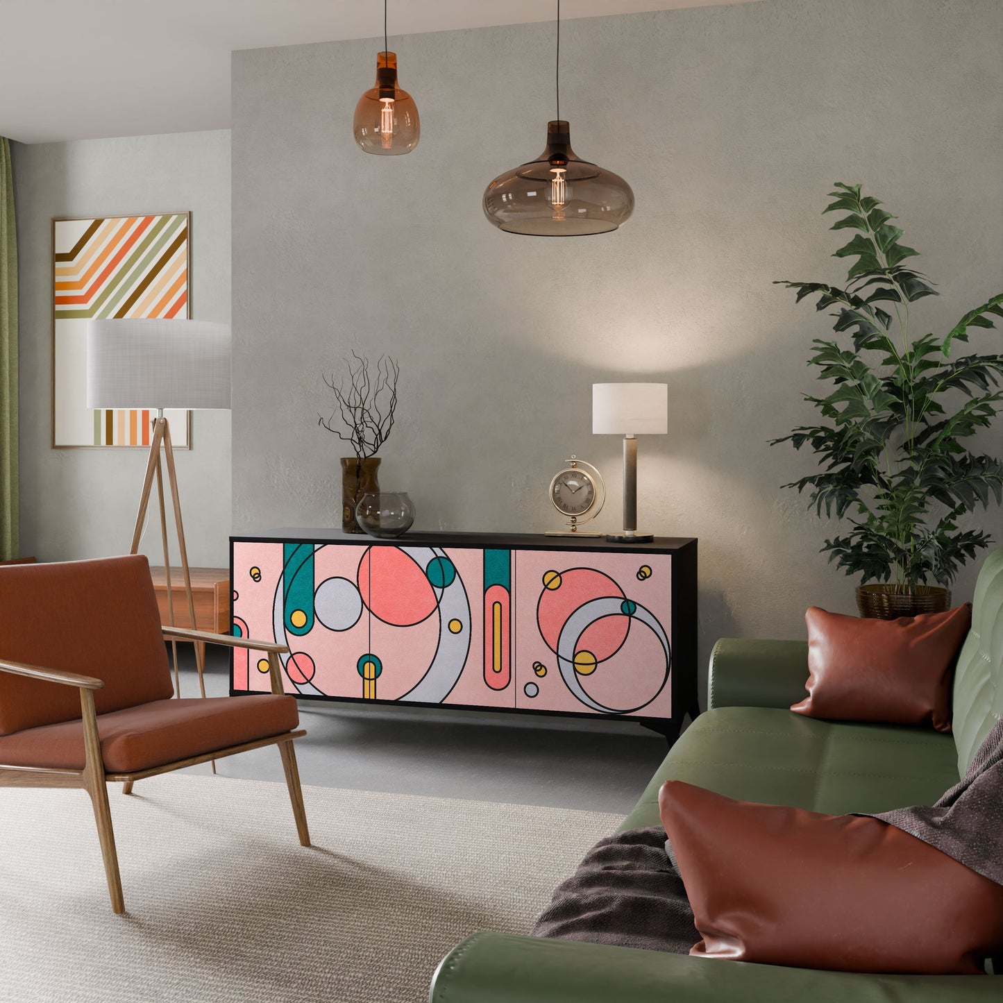 GOSSAMER ECHOES 3-Door Sideboard in Black Finish