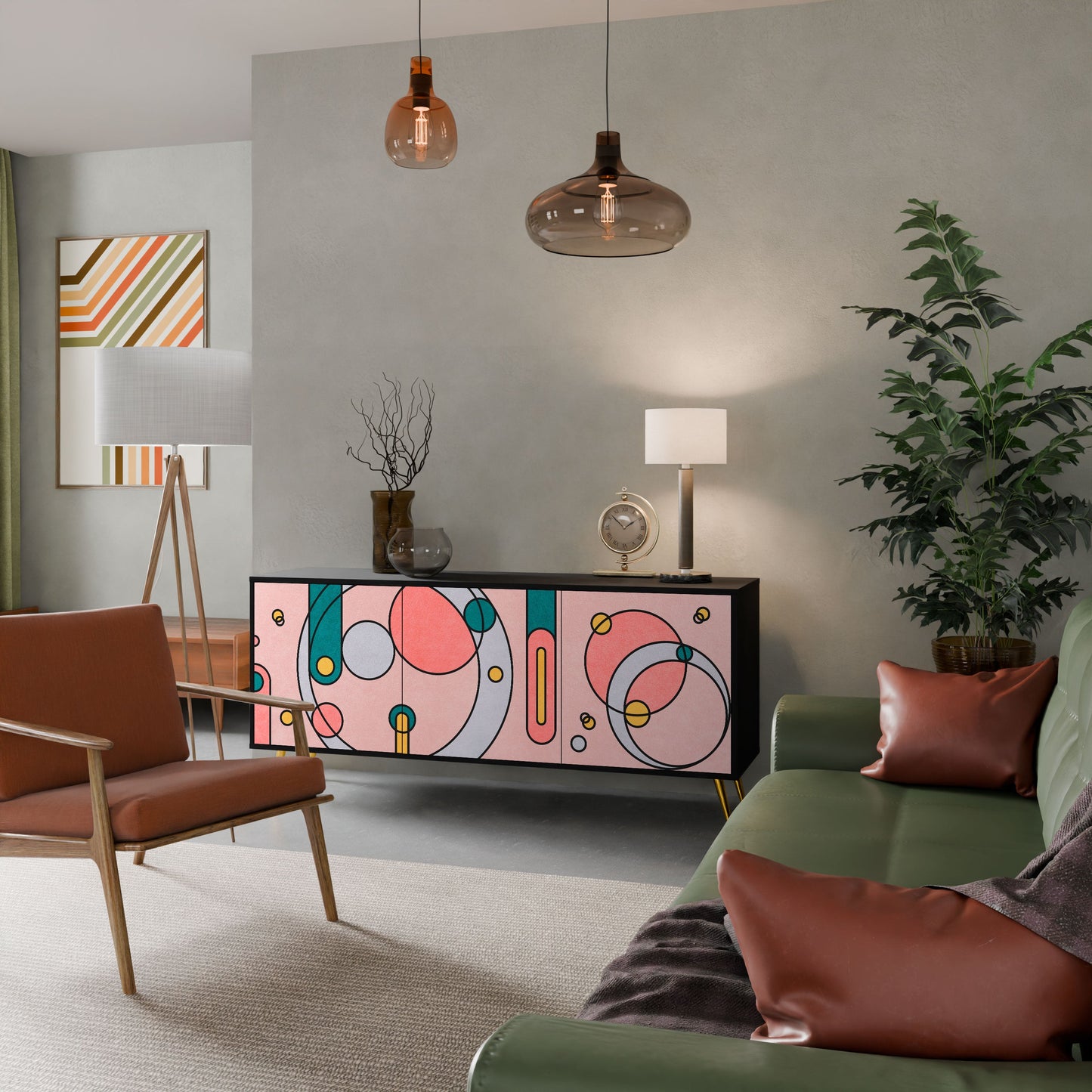 GOSSAMER ECHOES 3-Door Sideboard in Black Finish