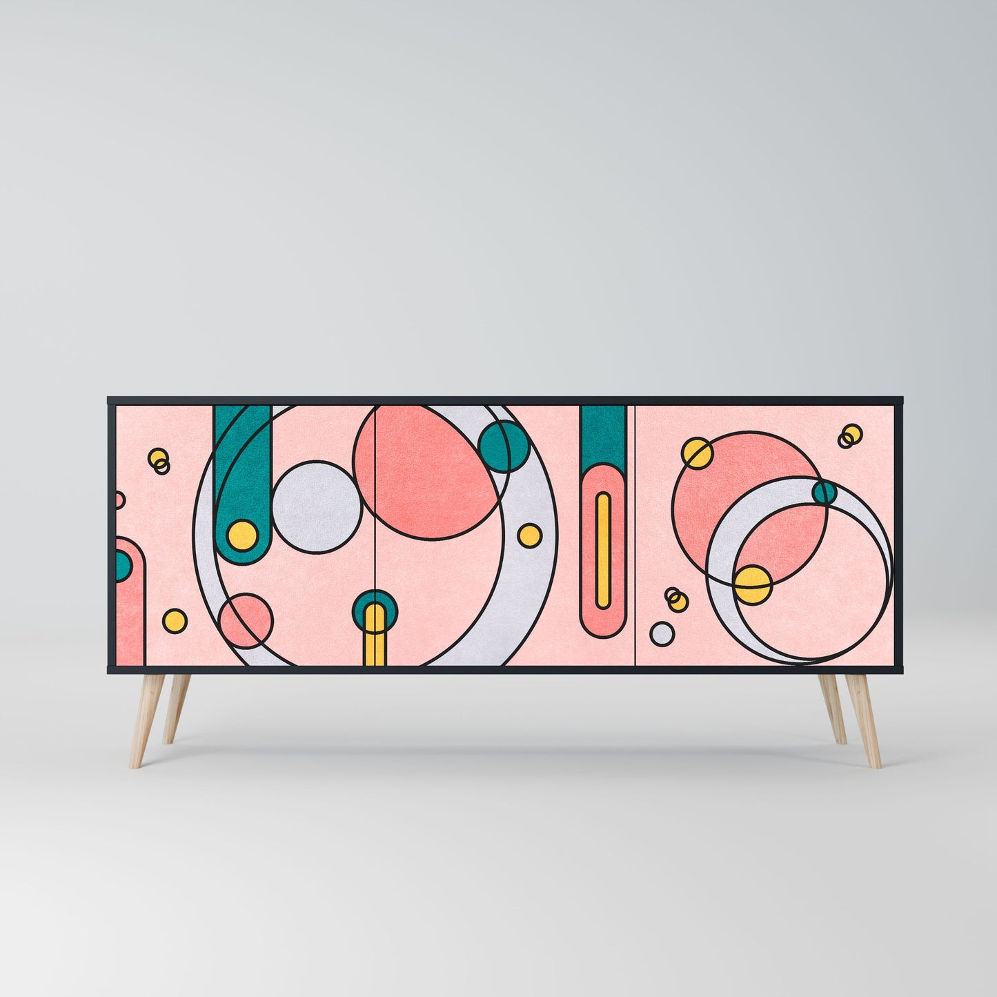 GOSSAMER ECHOES 3-Door Sideboard in Black Finish