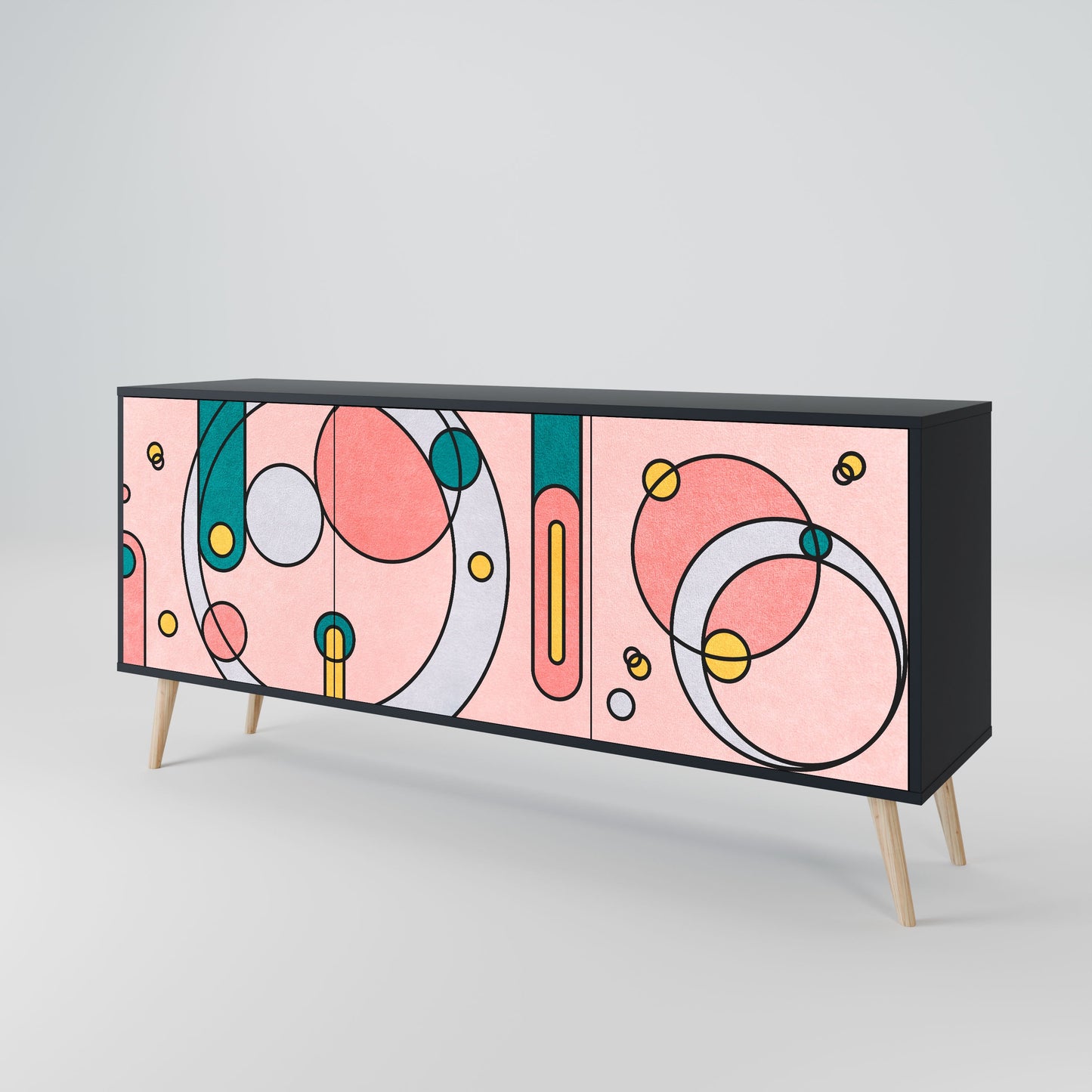 GOSSAMER ECHOES 3-Door Sideboard in Black Finish