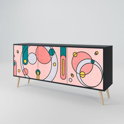 GOSSAMER ECHOES 3-Door Sideboard in Black Finish