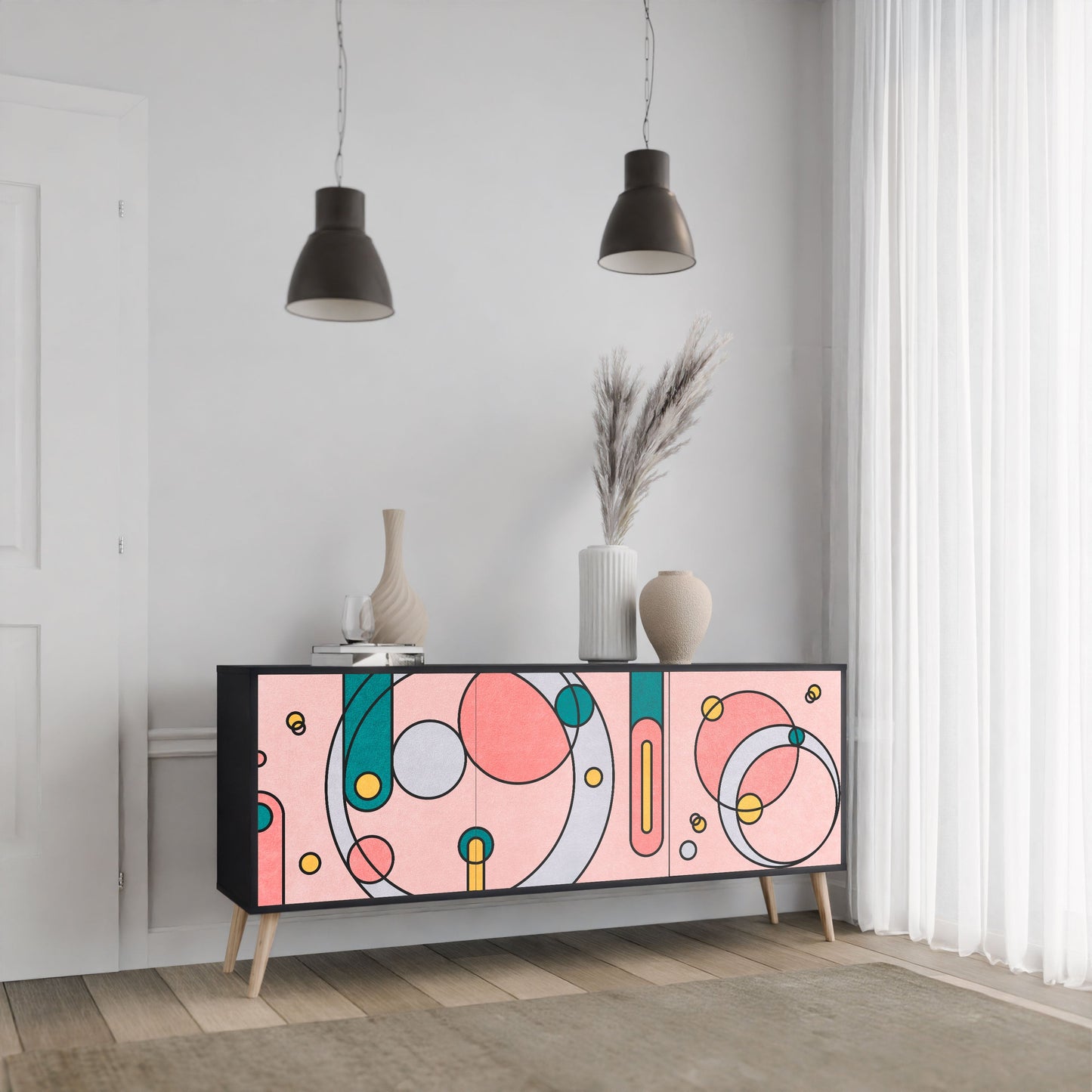 GOSSAMER ECHOES 3-Door Sideboard in Black Finish