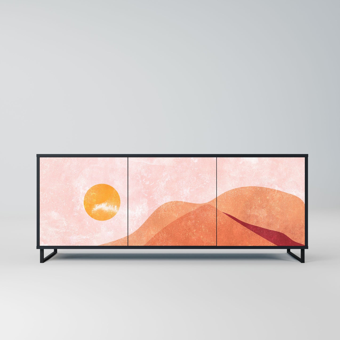 LUMINOUS SUNLIGHT 3-Door Sideboard in Black Finish