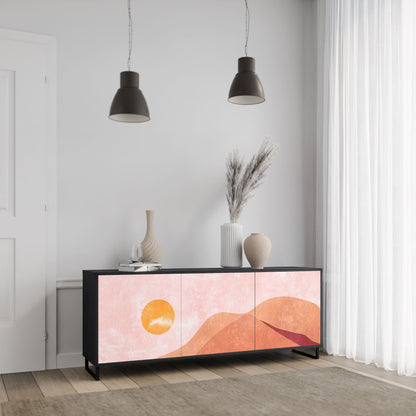 LUMINOUS SUNLIGHT 3-Door Sideboard in Black Finish