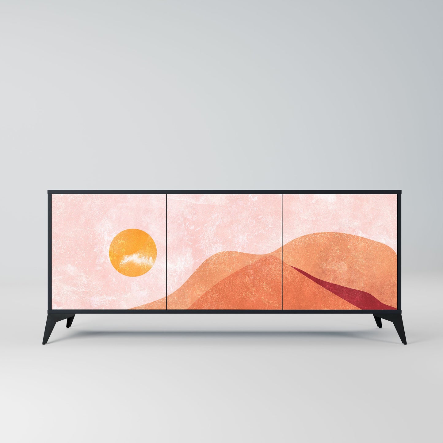 LUMINOUS SUNLIGHT 3-Door Sideboard in Black Finish