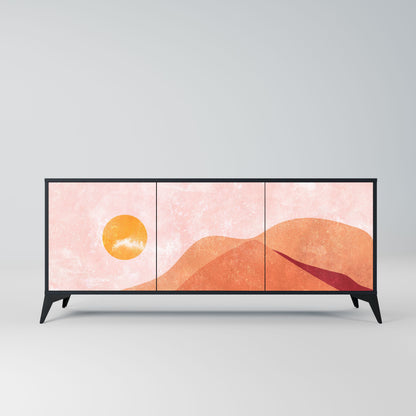 LUMINOUS SUNLIGHT 3-Door Sideboard in Black Finish