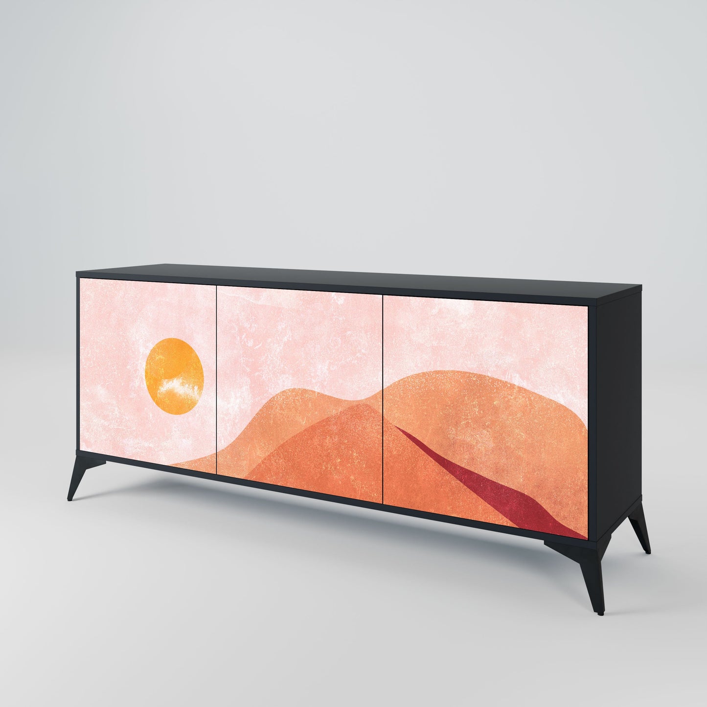 LUMINOUS SUNLIGHT 3-Door Sideboard in Black Finish