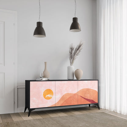 LUMINOUS SUNLIGHT 3-Door Sideboard in Black Finish
