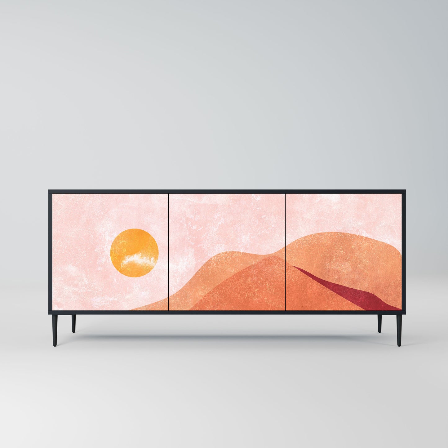 LUMINOUS SUNLIGHT 3-Door Sideboard in Black Finish