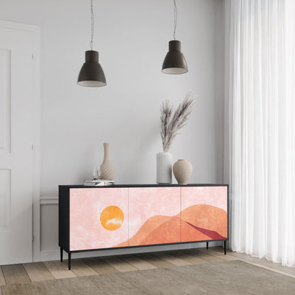 LUMINOUS SUNLIGHT 3-Door Sideboard in Black Finish