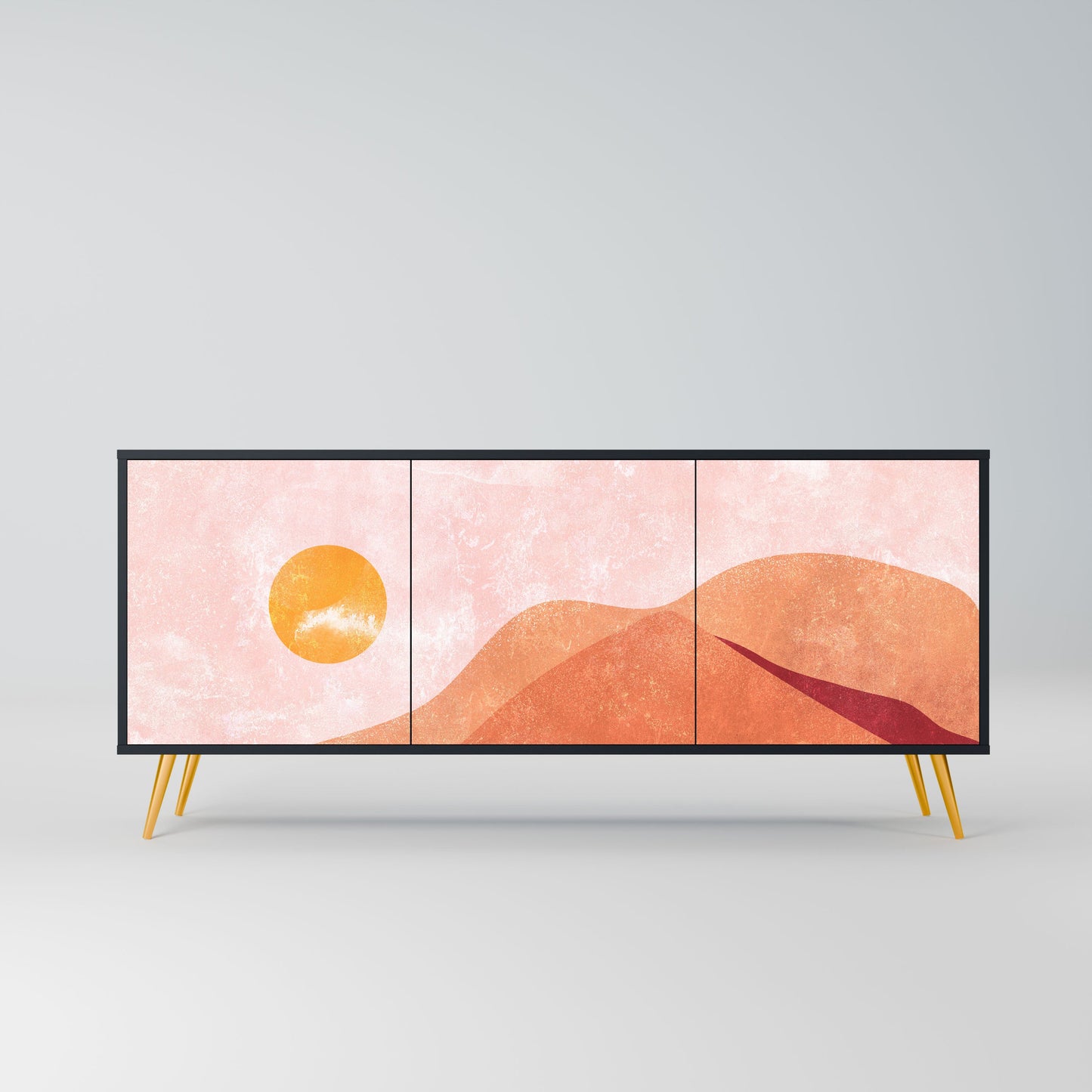 LUMINOUS SUNLIGHT 3-Door Sideboard in Black Finish