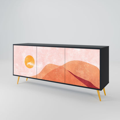 LUMINOUS SUNLIGHT 3-Door Sideboard in Black Finish