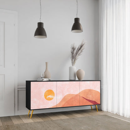 LUMINOUS SUNLIGHT 3-Door Sideboard in Black Finish