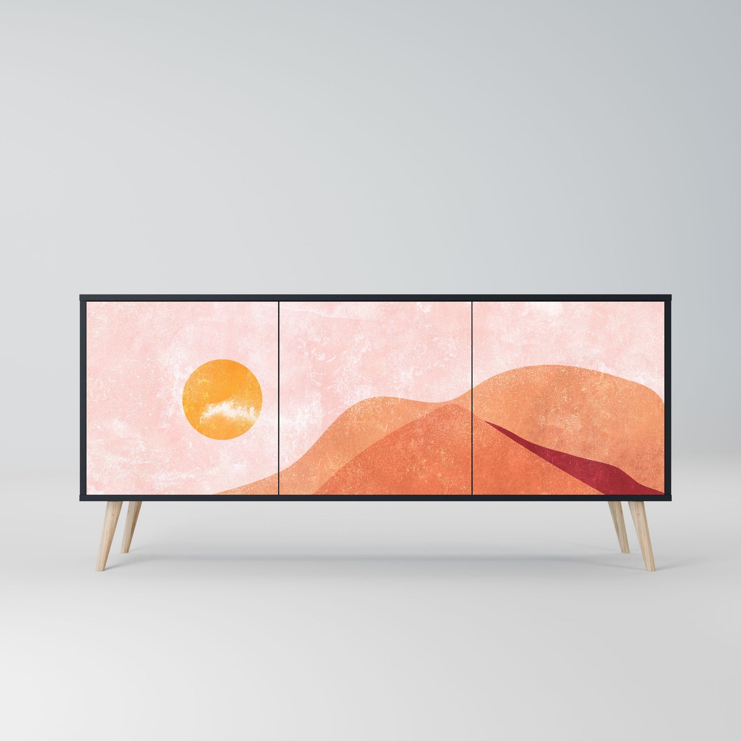 LUMINOUS SUNLIGHT 3-Door Sideboard in Black Finish