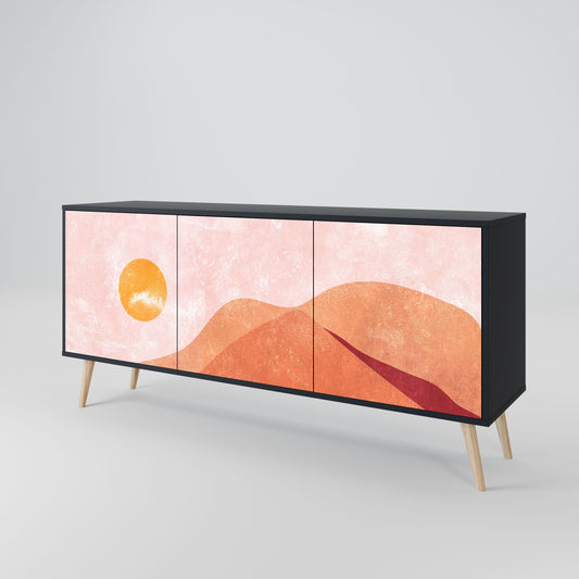 LUMINOUS SUNLIGHT 3-Door Sideboard in Black Finish